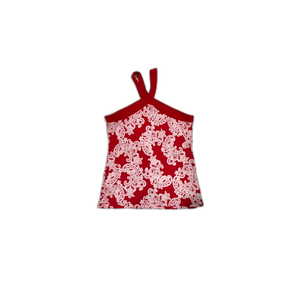 INC International Concepts Red and White Paisley Halter Top Size Medium